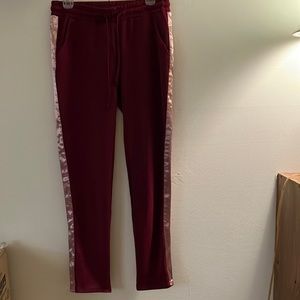 Women Gym Pants by Lover Fire Color Maroon 100% Polyester Size M/M